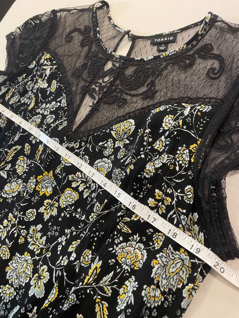 torrid Black Floral Lace Yoke Mini Dress - Picture 10 of 13